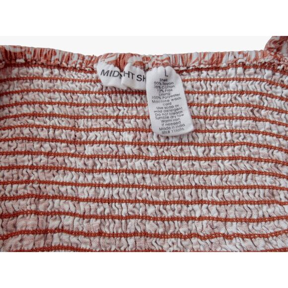 Midnight Sky Orange and White Floral Linen Look Crop Top Large - Picture 6 of 6